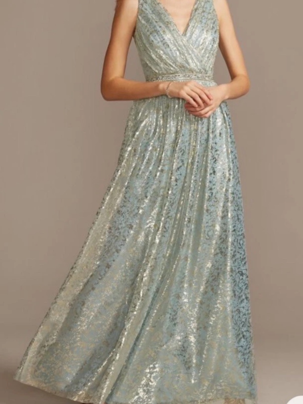 Teeze Me Light Blue Glitter Maxi Dress
